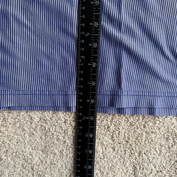 Men’s Crocodile Polo Shirt Size L Blue Striped Golf Casual Short Sleeve Pocket - Picture 7 of 8